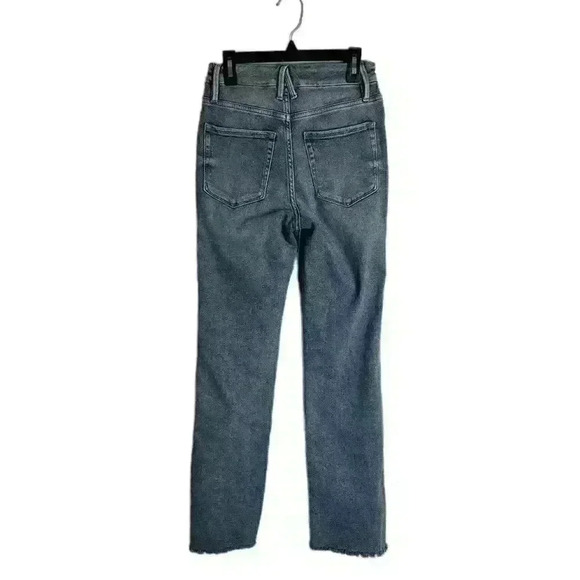 GOOD American Good Curve High Waist Raw Step Hem Straight Leg Jeans Size 0/25 - Picture 5 of 8